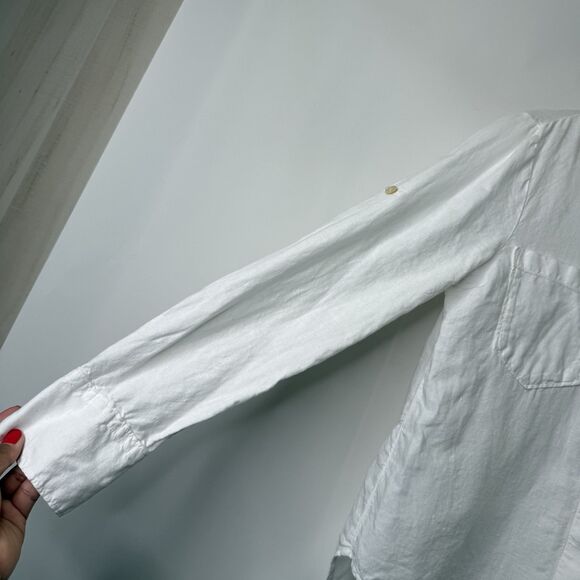 Rachel Zoe 100% Linen Button Up Top S Split Back Coastal Lagenlook Quiet Luxury - Picture 5 of 14